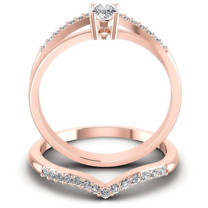Round And Oval Cut Diamonds Bridal Set in 18KT Yellow Gold