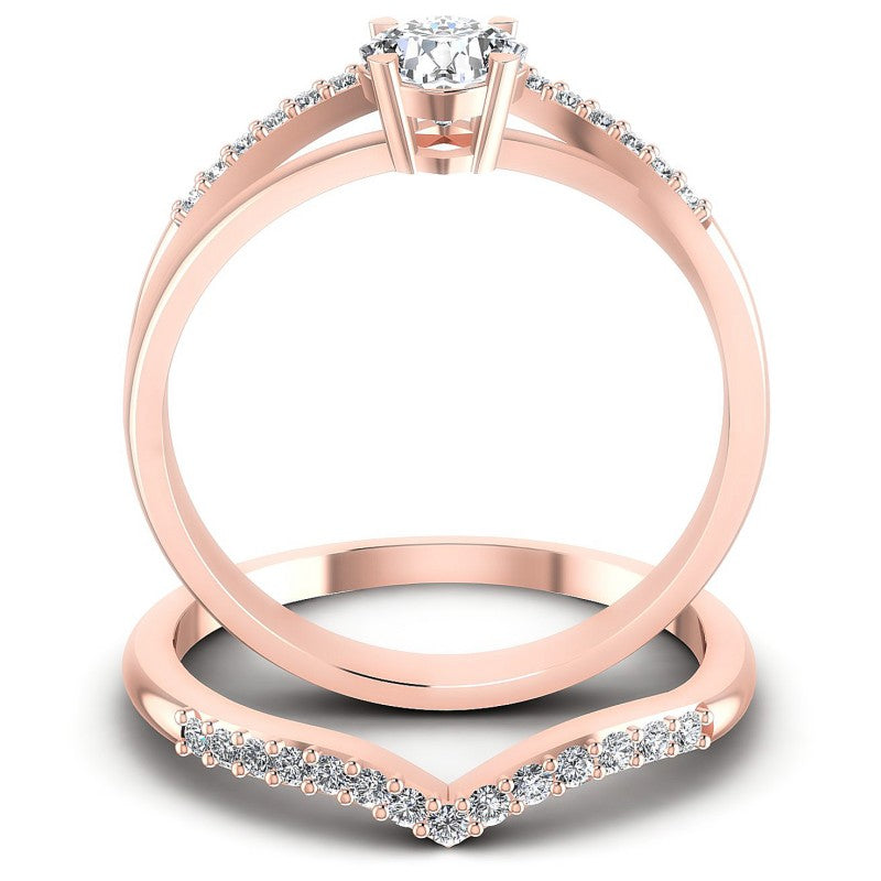 Round And Cushion Cut Diamonds Bridal Set in 18KT Yellow Gold