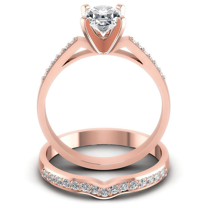 Round And Oval Cut Diamonds Bridal Set in 18KT Yellow Gold