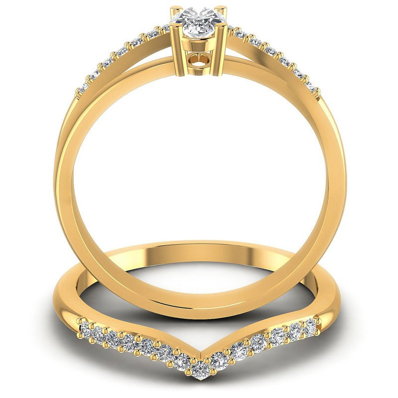 Round And Oval Cut Diamonds Bridal Set in 14KT Yellow Gold