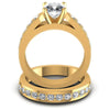 Round And Cushion Cut Diamonds Bridal Set in 14KT Yellow Gold