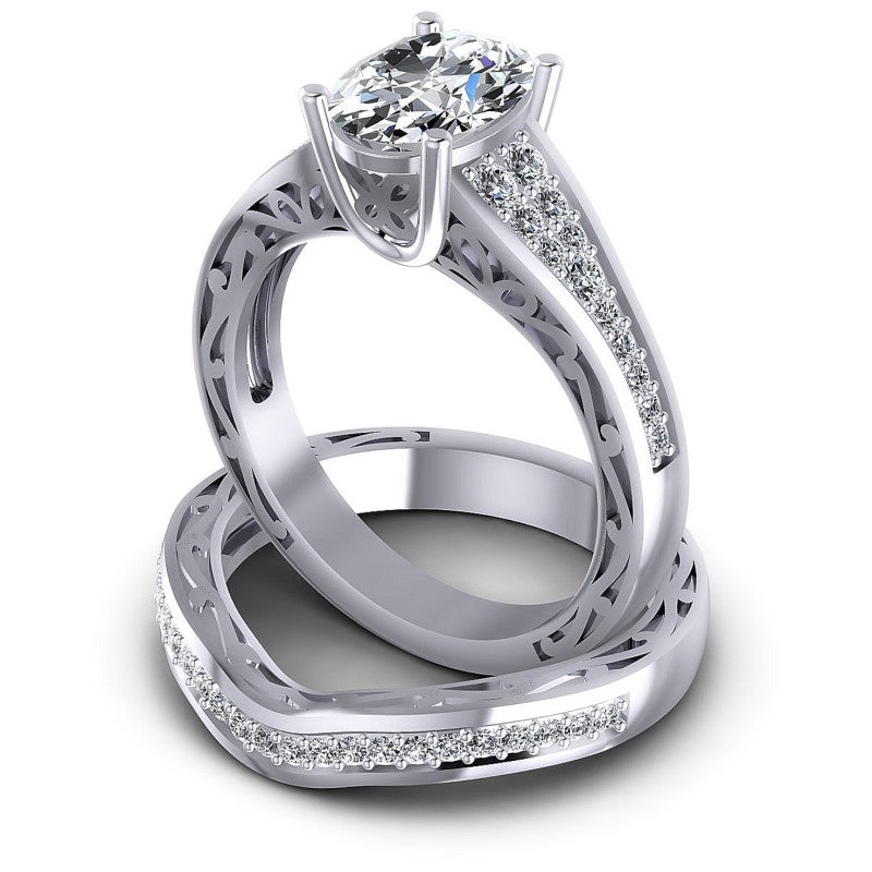 Round and Oval Diamonds 1.60CT Bridal Set in 14KT Rose Gold