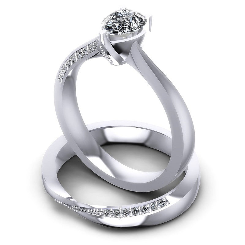 Round And Pear Cut Diamonds Bridal Set in 14KT Rose Gold