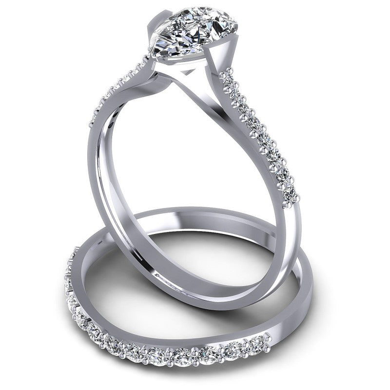 Round And Pear Cut Diamonds Bridal Set in 14KT Rose Gold