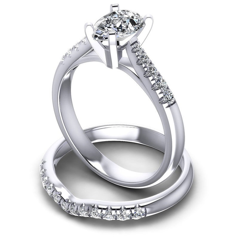 Round And Pear Cut Diamonds Bridal Set in 14KT Rose Gold