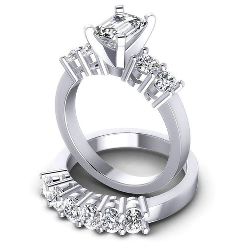 Oval And Emerald Cut Diamonds Bridal Set in 14KT Rose Gold