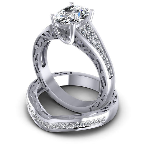 Round and Oval Diamonds 1.60CT Bridal Set in 14KT Rose Gold