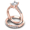 Round And Emerald Cut Diamonds Bridal Set in 18KT Rose Gold