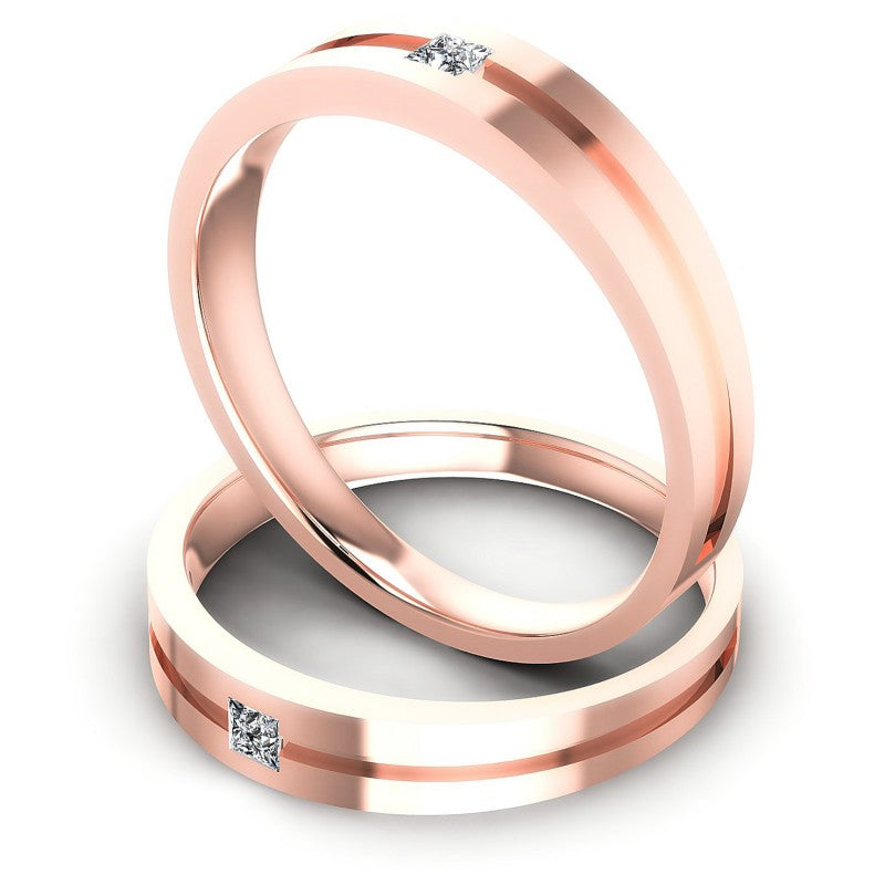 Princess Cut Diamonds Wedding Sets in 18KT Rose Gold
