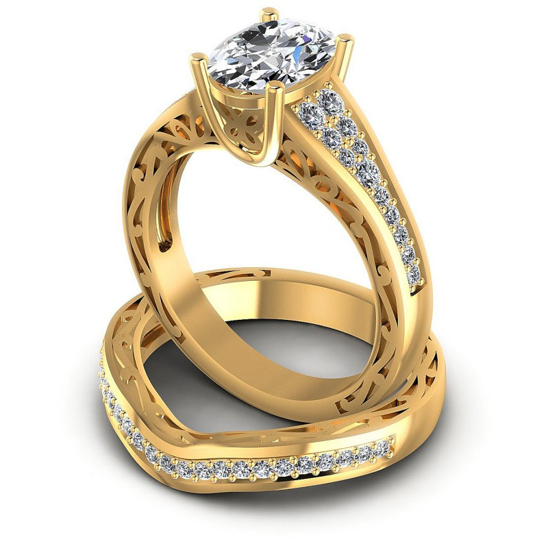Round and Oval Diamonds 1.60CT Bridal Set in 14KT Rose Gold