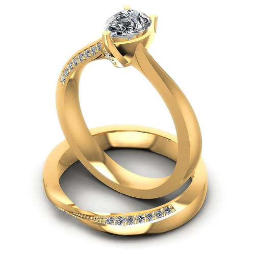 Round And Pear Cut Diamonds Bridal Set in 14KT Rose Gold