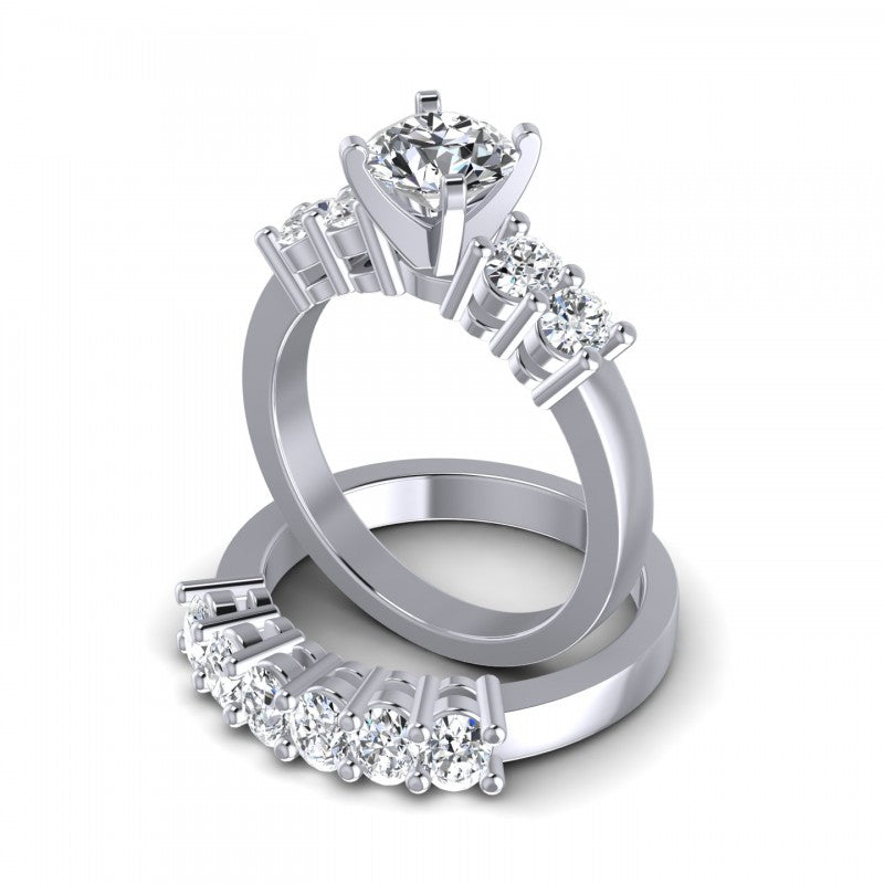 Oval And Round Cut Diamonds Bridal Set in 14KT Rose Gold