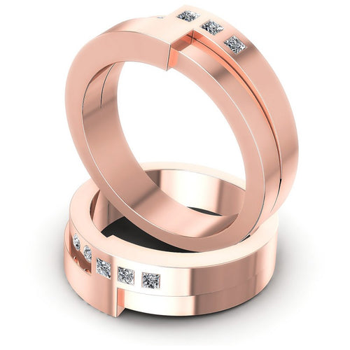 Round And Princess Cut Diamonds Wedding Sets in 18KT Rose Gold