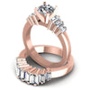 Baguette And Round Cut Diamonds Bridal Set in 18KT Rose Gold