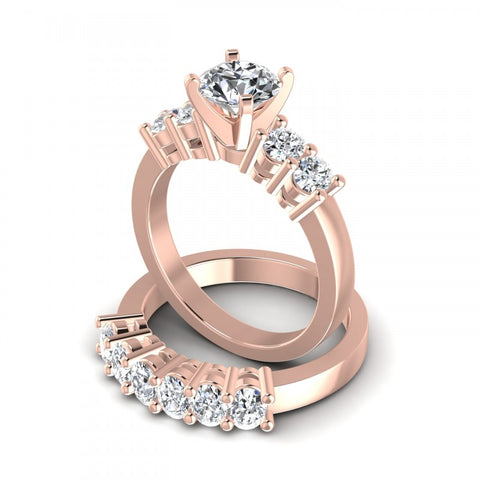 Oval And Round Cut Diamonds Bridal Set in 18KT Rose Gold