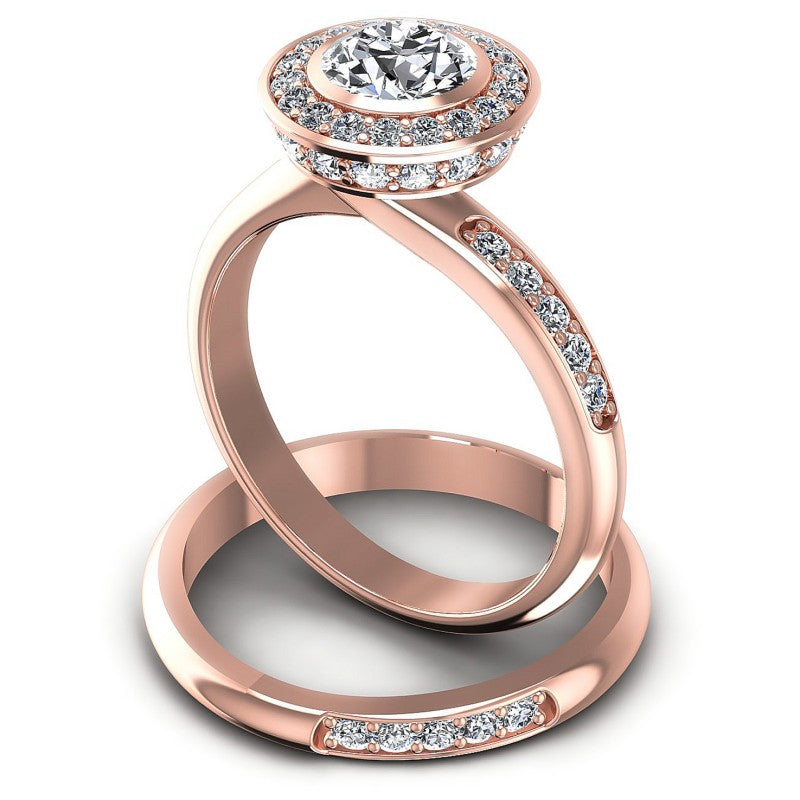 Round Diamonds 1.05CT Bridal Set in 18KT Rose Gold