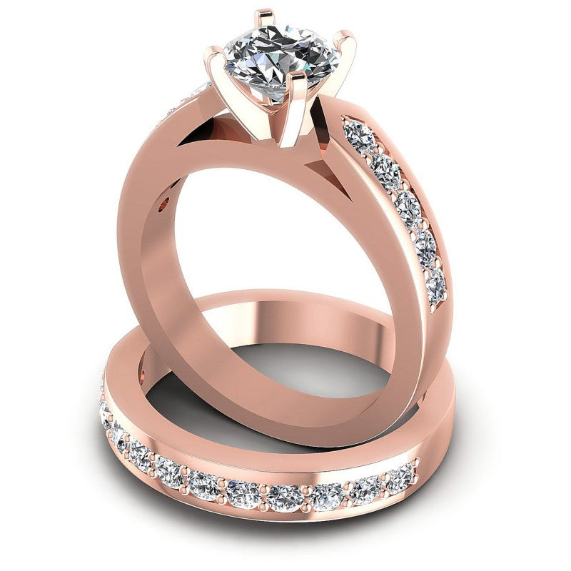 Round Diamonds 1.35CT Bridal Set in 18KT Rose Gold
