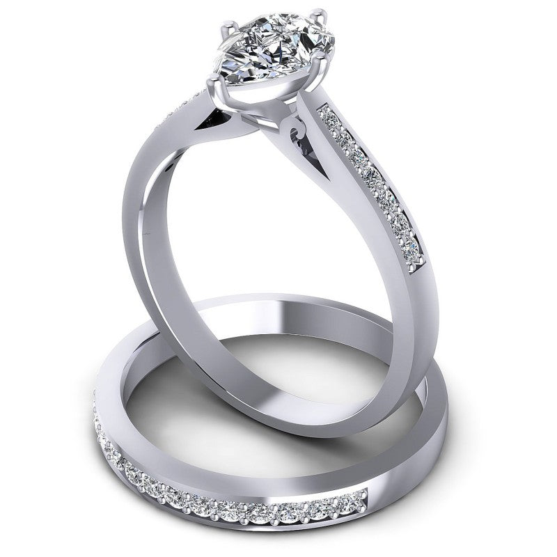 Round And Pear Cut Diamonds Bridal Set in 14KT Rose Gold