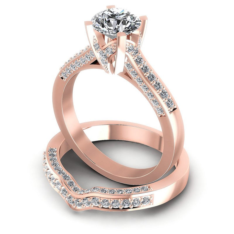 Round Diamonds 1.10CT Bridal Set in 18KT Rose Gold