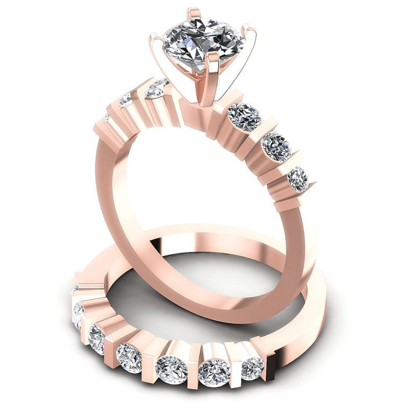 Round Diamonds 1.35CT Bridal Set in 18KT Rose Gold