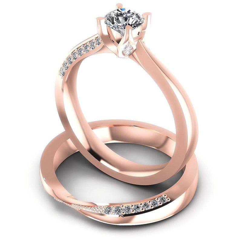 Round Diamonds 0.65CT Bridal Set in 18KT Rose Gold