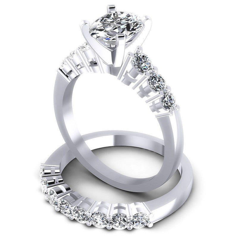 Round And Oval Cut Diamonds Bridal Set in 14KT Rose Gold