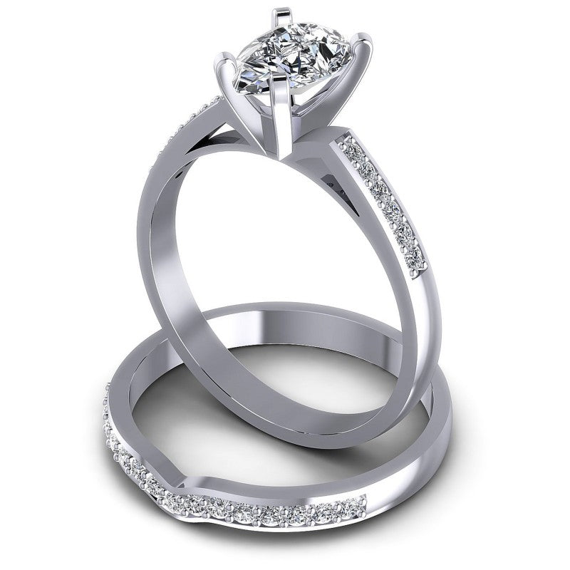 Round And Pear Cut Diamonds Bridal Set in 14KT Rose Gold