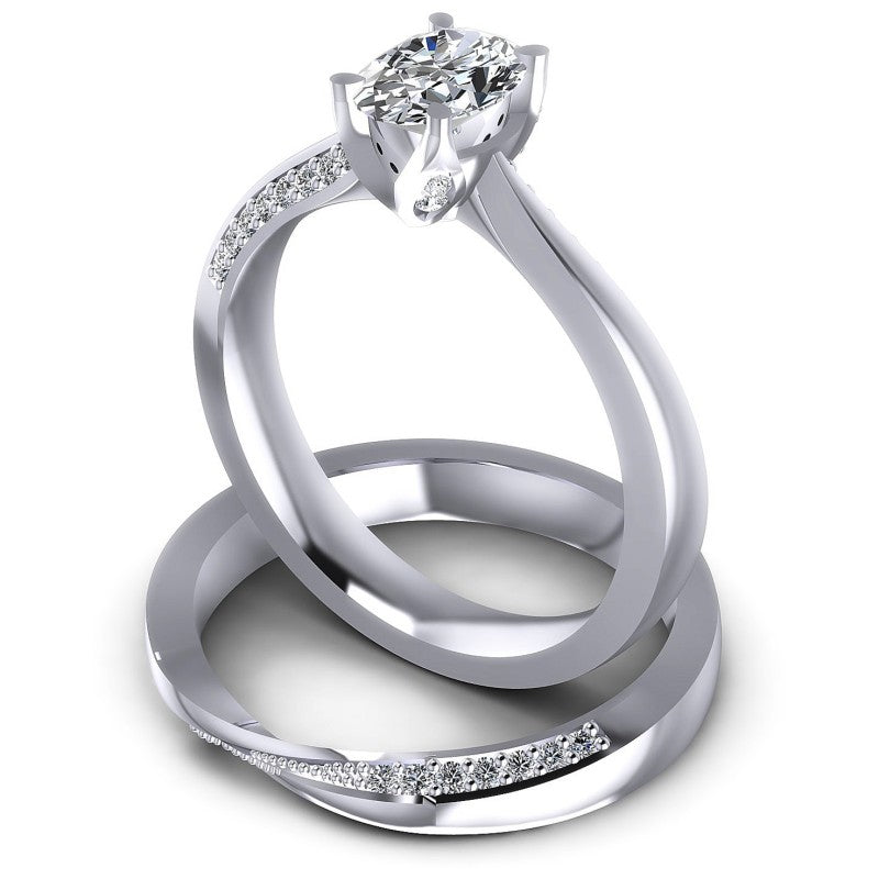 Round And Oval Cut Diamonds Bridal Set in 14KT Rose Gold