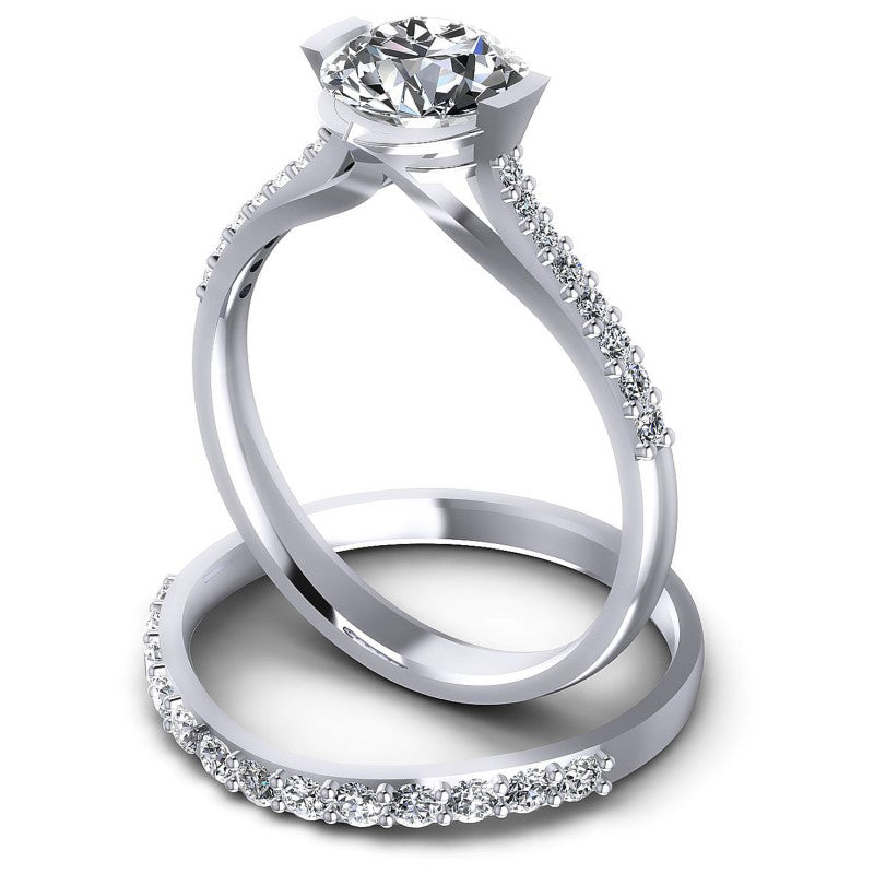 Round Cut Diamonds Bridal Set in 14KT Rose Gold