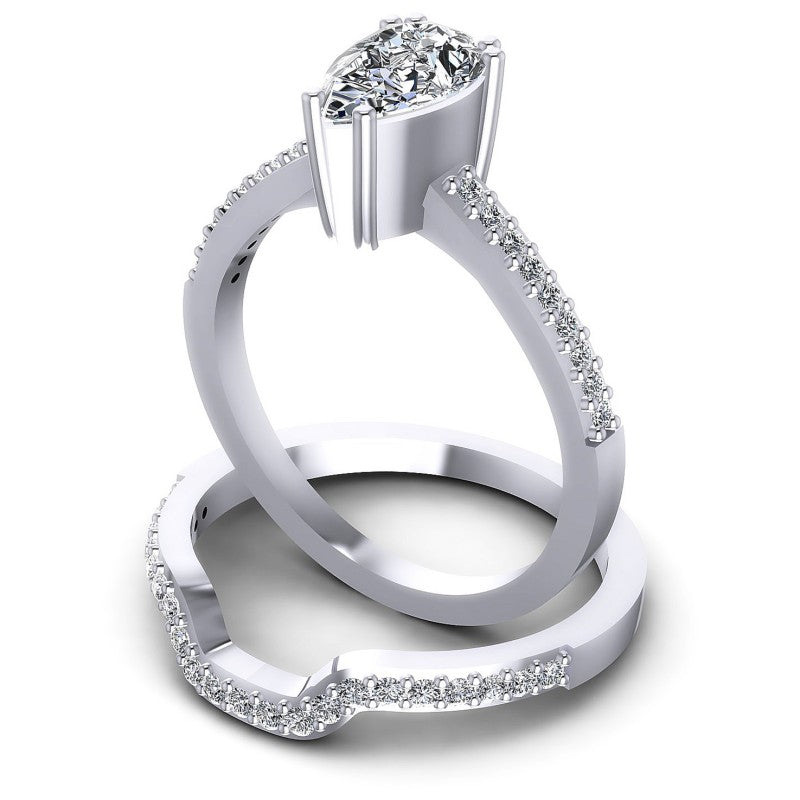 Round And Pear Cut Diamonds Bridal Set in 14KT Rose Gold