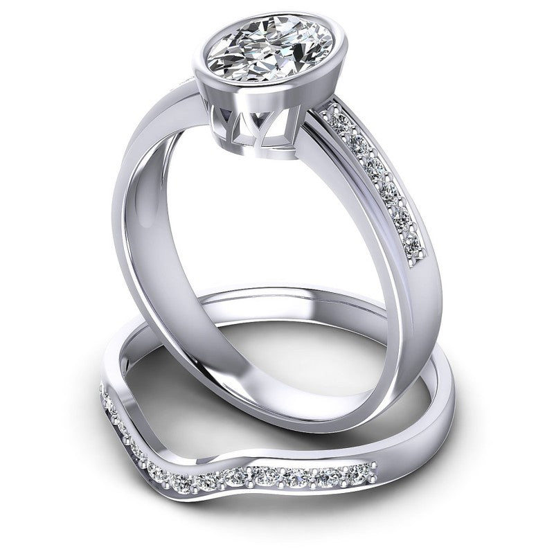 Round And Oval Cut Diamonds Bridal Set in 14KT Rose Gold