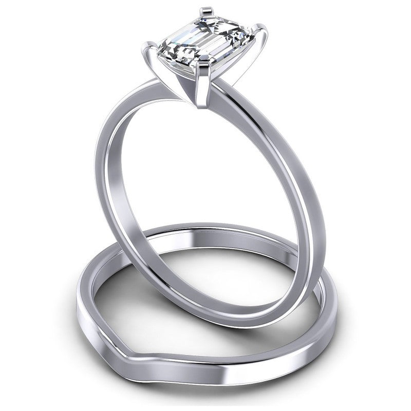 Emerald Cut Diamonds Bridal Set in 14KT Rose Gold