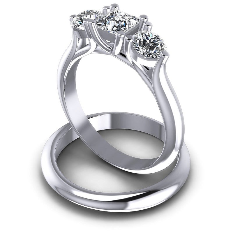Princess And Round Cut Diamonds Bridal Set in 14KT Rose Gold