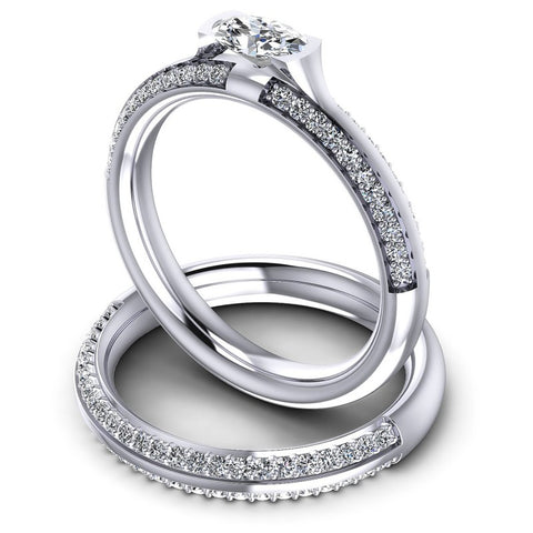 Round And Oval Cut Diamonds Bridal Set in 14KT Rose Gold
