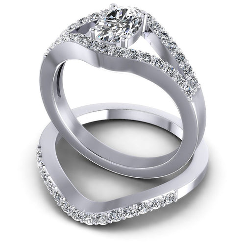Round And Oval Cut Diamonds Bridal Set in 14KT Rose Gold