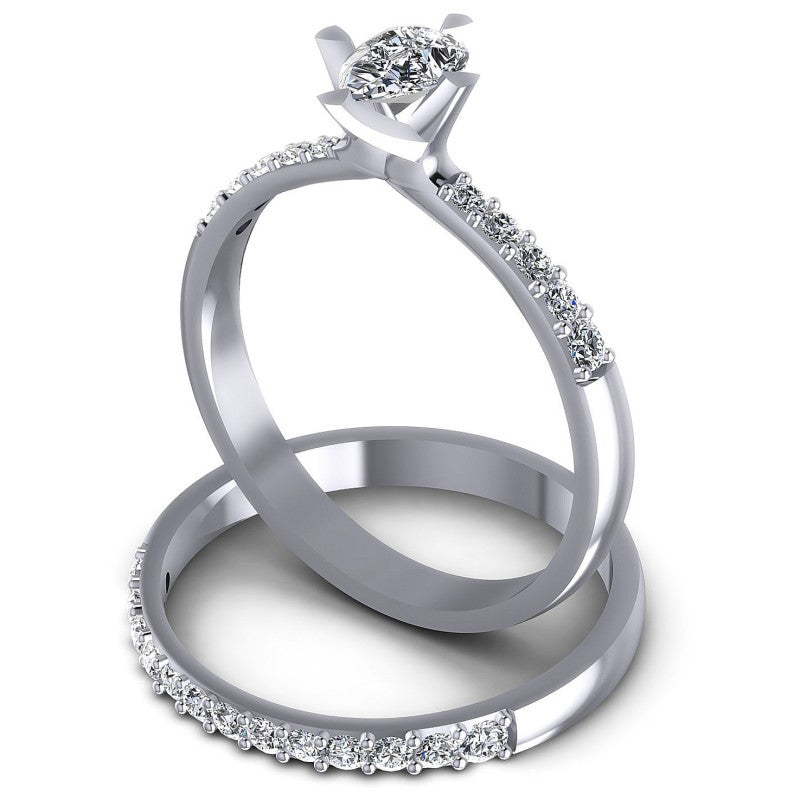 Round And Princess Cut Diamonds Bridal Set in 14KT Rose Gold