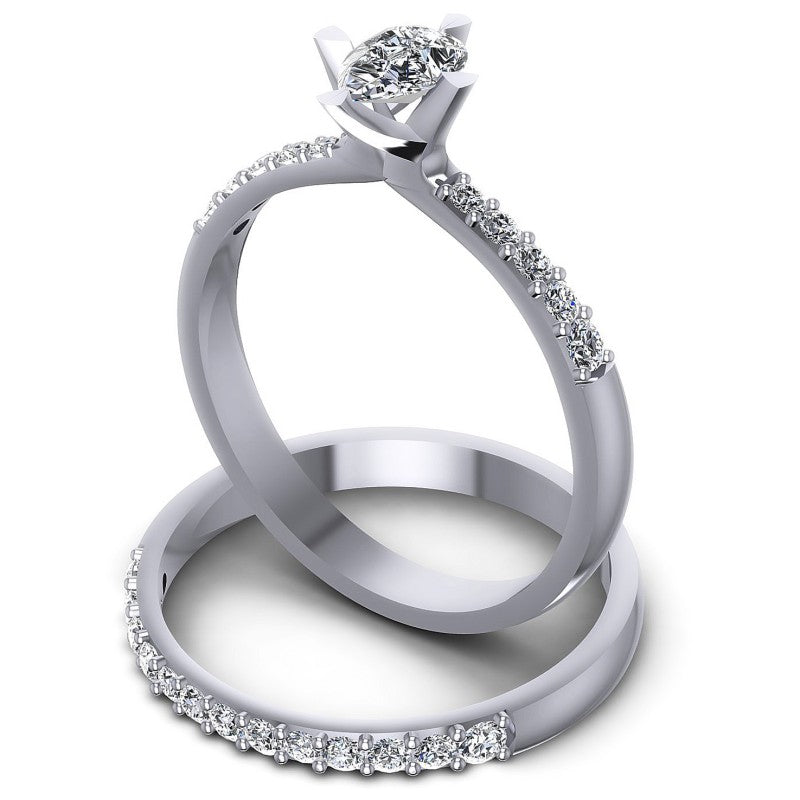 Round And Pear Cut Diamonds Bridal Set in 14KT Rose Gold