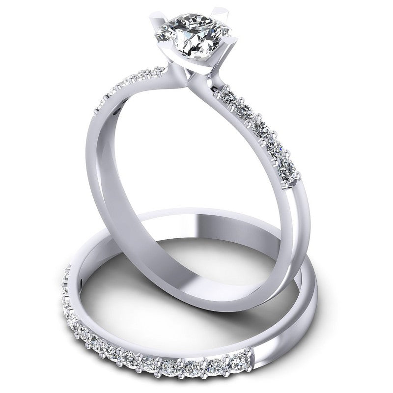 Round And Emerald Cut Diamonds Bridal Set in 14KT Rose Gold