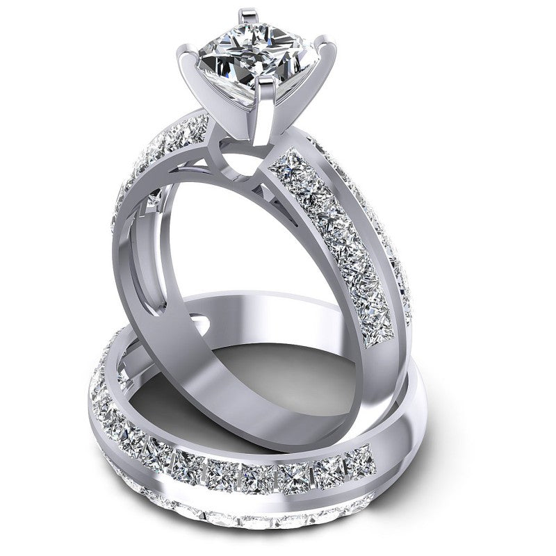 Princess Cut Diamonds Bridal Set in 14KT Rose Gold