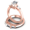 Baguette And Oval Cut Diamonds Bridal Set in 18KT Rose Gold
