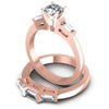 Baguette And Round And Cushion Cut Diamonds Bridal Set in 18KT Rose Gold