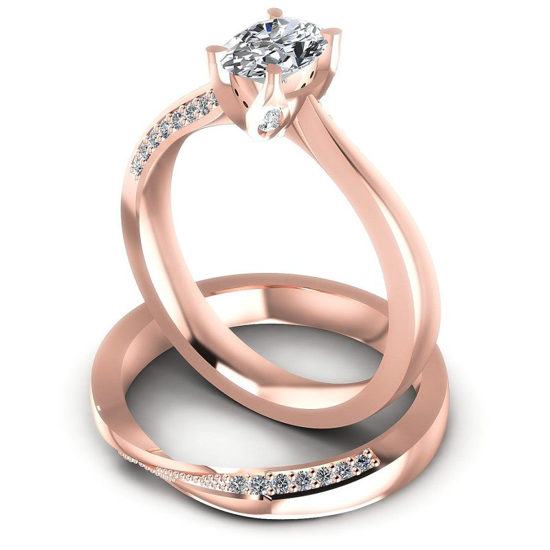 Round And Oval Cut Diamonds Bridal Set in 18KT Rose Gold