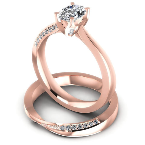 Round And Oval Cut Diamonds Bridal Set in 18KT Rose Gold
