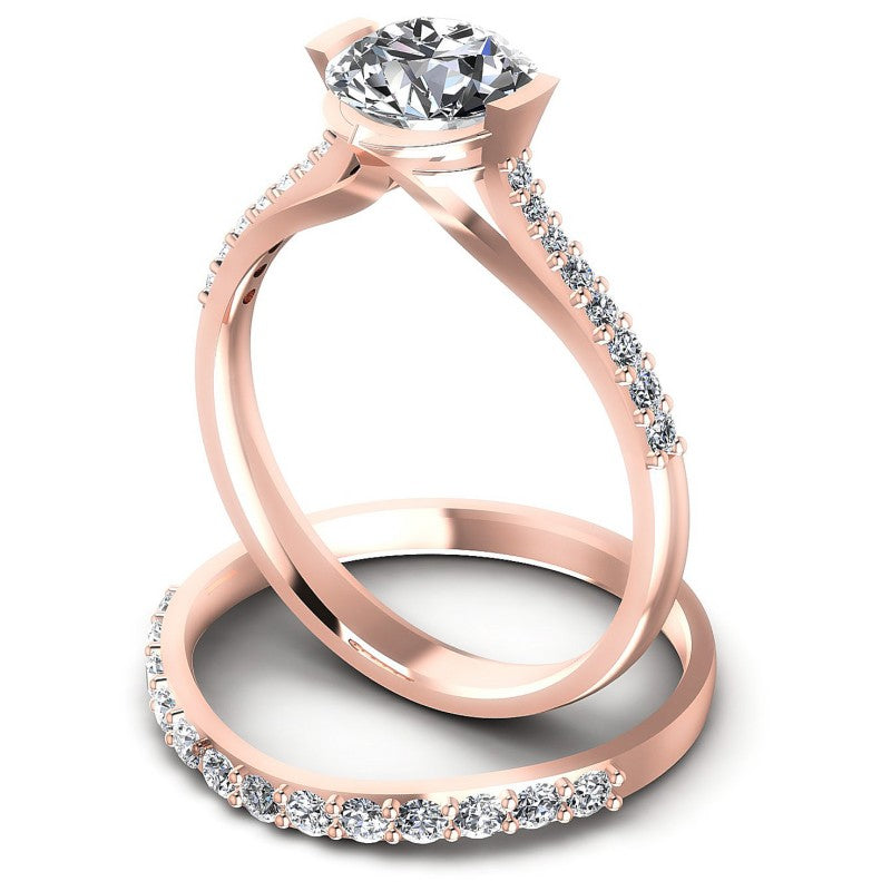 Round Cut Diamonds Bridal Set in 18KT Rose Gold