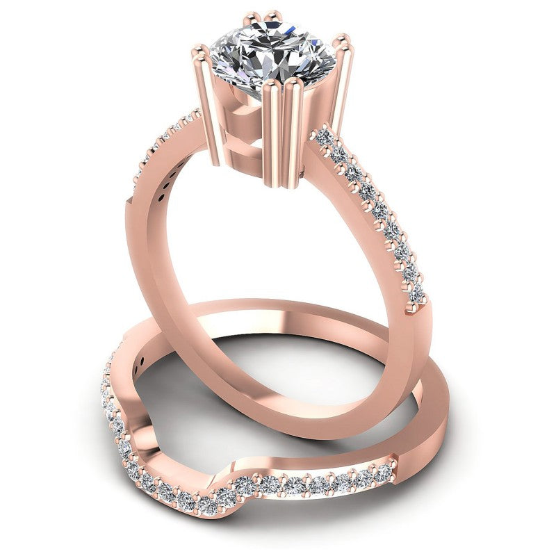 Round Cut Diamonds Bridal Set in 18KT Rose Gold