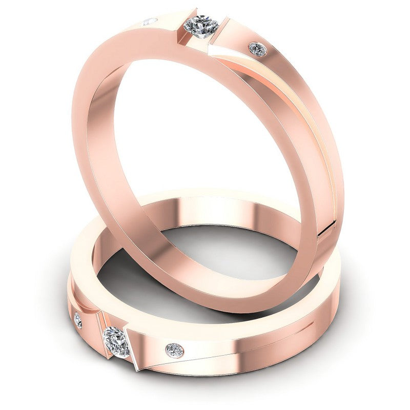 Round Cut Diamonds Wedding Sets in 18KT Rose Gold
