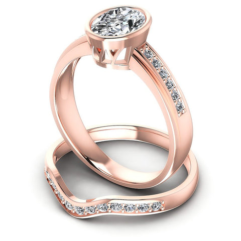 Round And Oval Cut Diamonds Bridal Set in 18KT Rose Gold