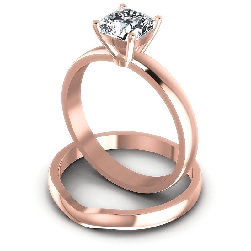 Cushion Cut Diamonds Bridal Set in 18KT Rose Gold