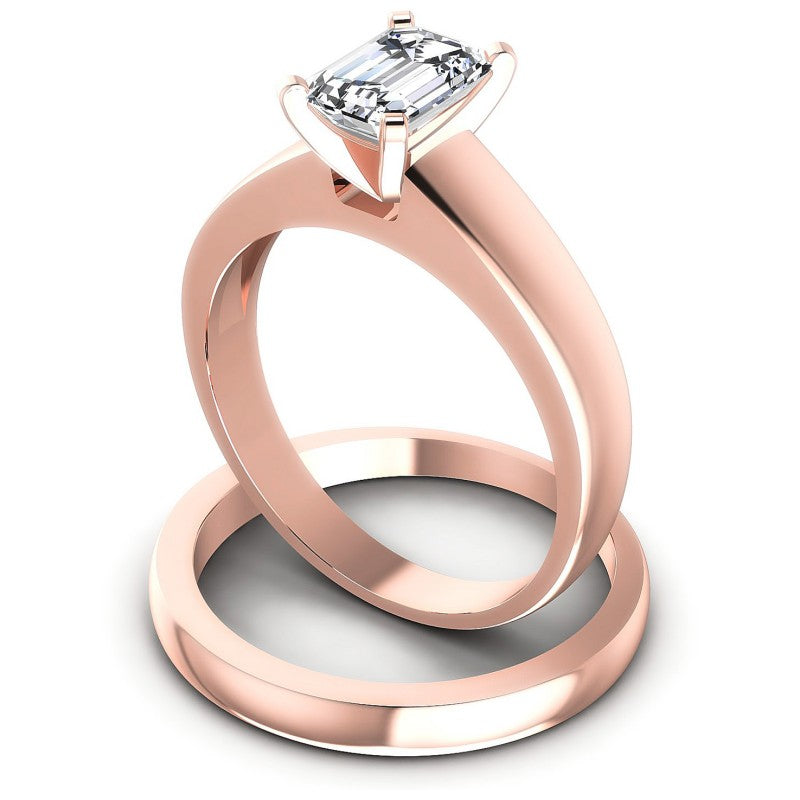 Emerald Cut Diamonds Bridal Set in 18KT Rose Gold