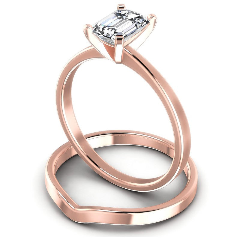 Emerald Cut Diamonds Bridal Set in 18KT Rose Gold
